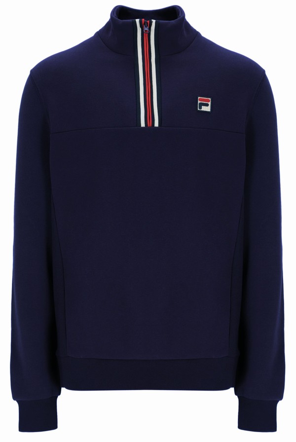 Navy Fila Weston Half Zip Men Sweatshirts | 3210CAKUM