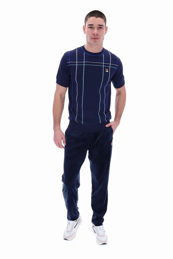 Navy Fila Willow Lightweight Knit Men T-shirts | 9256UJWES