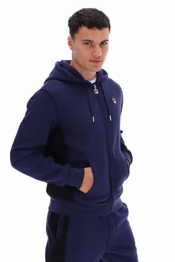 Navy / Black Fila Mick Zip Through Men Hoodie | 3074JKXNY