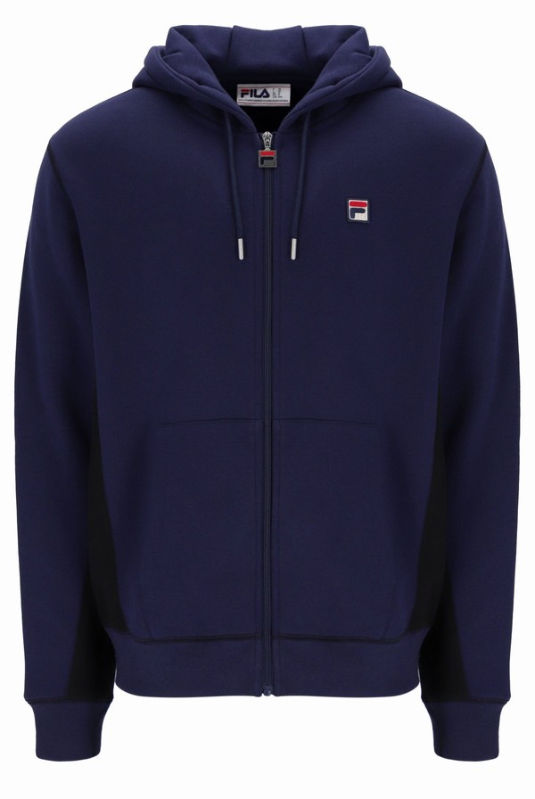 Navy / Black Fila Mick Zip Through Men Hoodie | 3074JKXNY