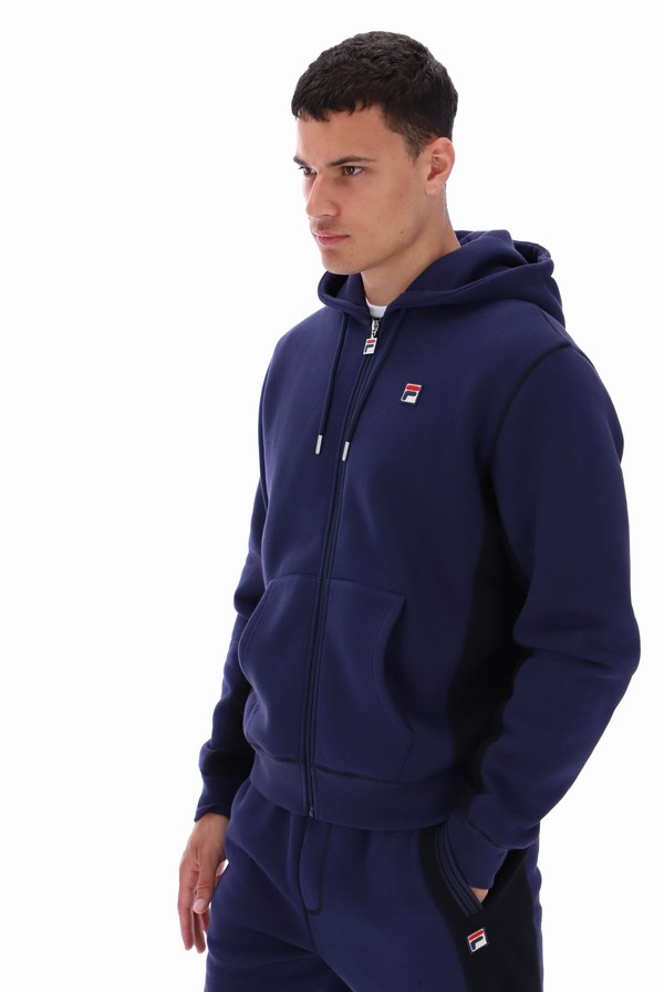 Navy / Black Fila Mick Zip Through Men Hoodie | 3074JKXNY