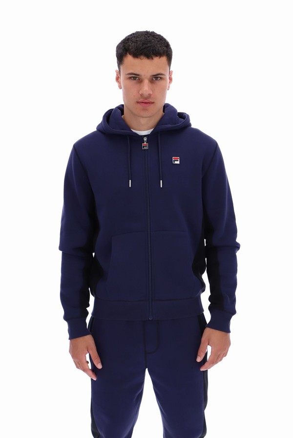 Navy / Black Fila Mick Zip Through Men Hoodie | 3074JKXNY