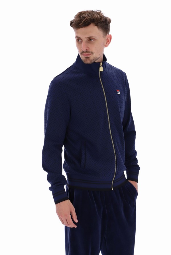 Navy / Black Fila Roberto Men Track Top | 7954WMRYH