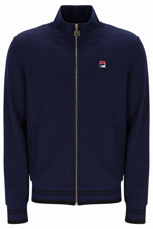 Navy / Black Fila Roberto Men Track Top | 7954WMRYH