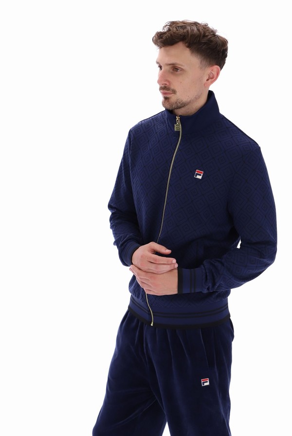 Navy / Black Fila Roberto Men Track Top | 7954WMRYH