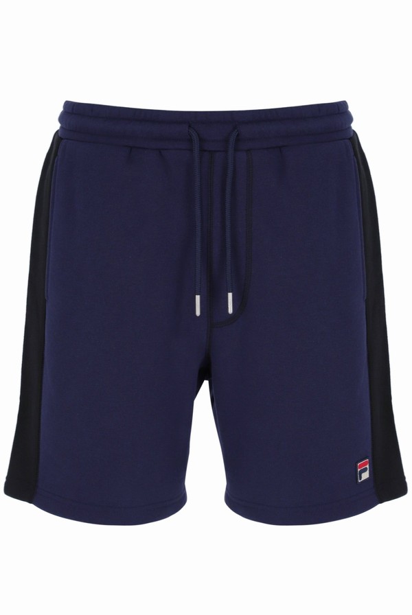 Navy / Black Fila Webber Fleece Men Shorts | 6931RXKTY