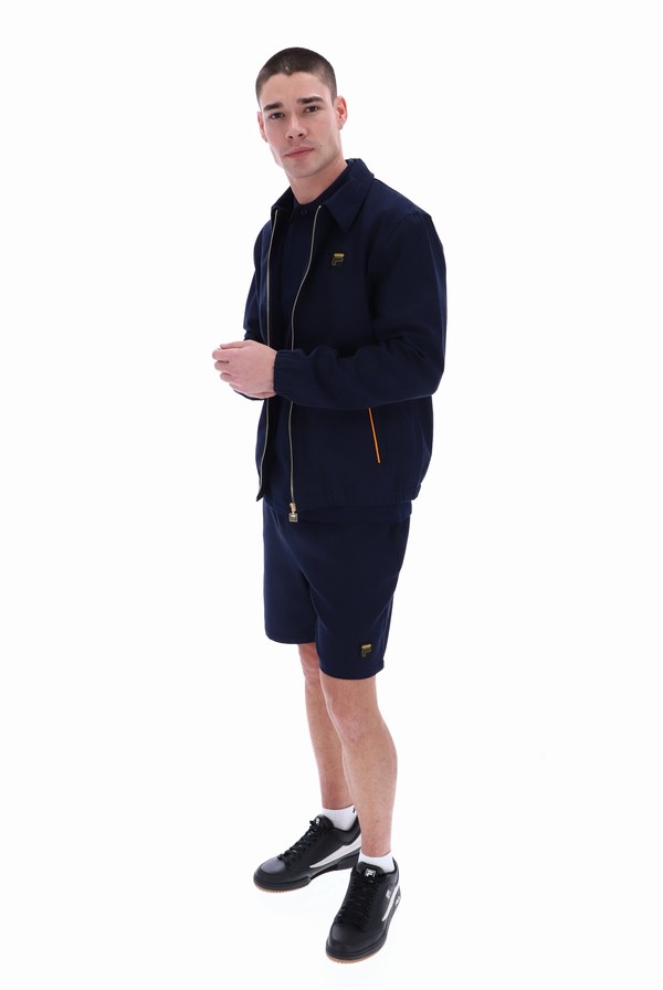 Navy / Orange Fila Fabi Houndstooth Men Tracksuits | 9867ANSPW