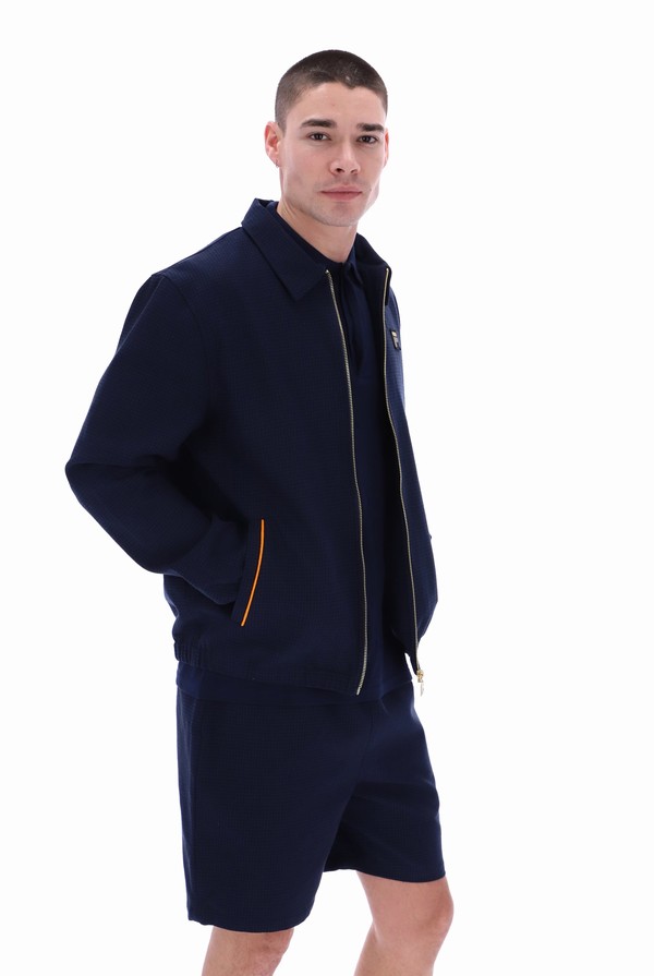 Navy / Orange Fila Fabi Houndstooth Men Tracksuits | 9867ANSPW