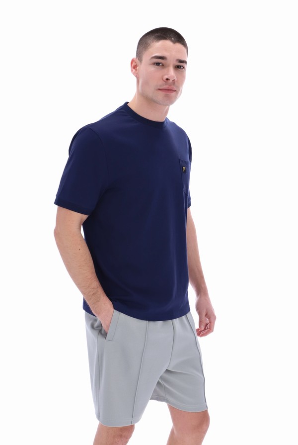 Navy / Orange Fila Teo Cut & Sew Pocket Men T-shirts | 1473YFHET