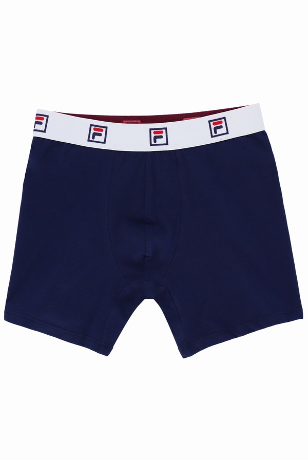 Navy / Red Fila 2 Pack Mid-Rise Trunk Men Underwear | 0653MBGUO