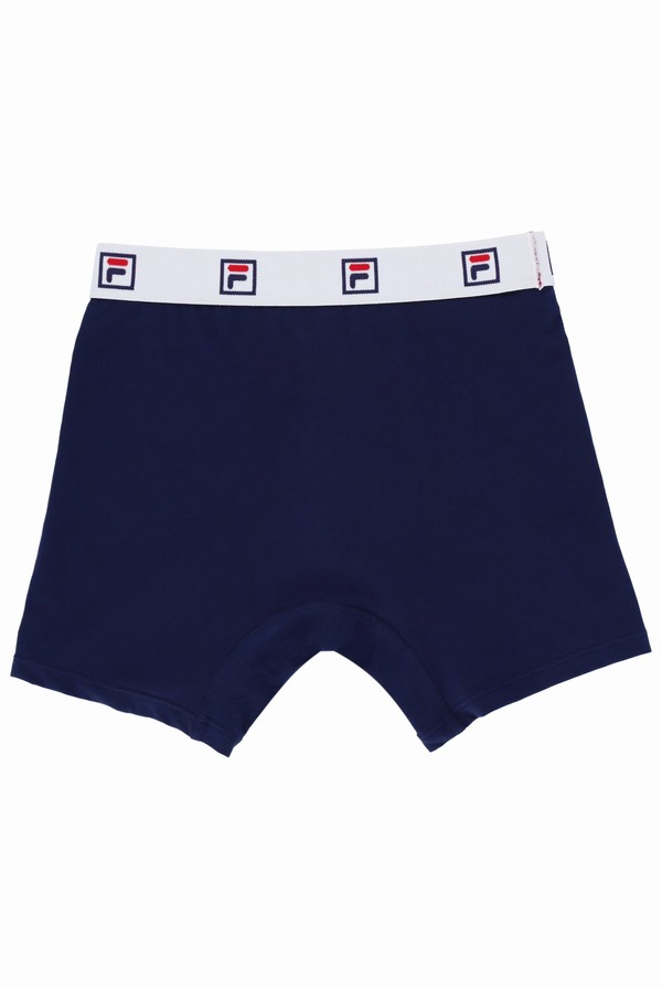 Navy / Red Fila 2 Pack Mid-Rise Trunk Men Underwear | 0653MBGUO