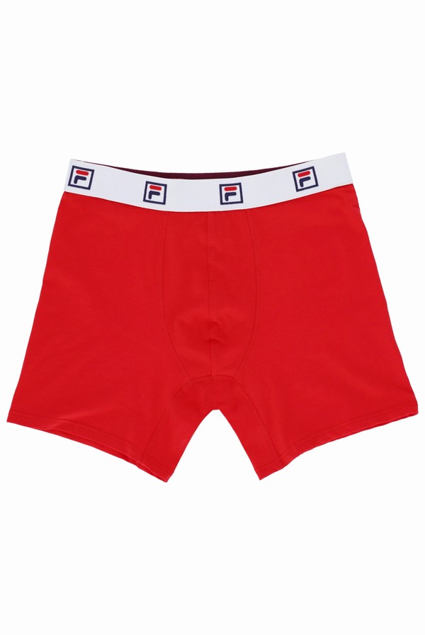 Navy / Red Fila 2 Pack Mid-Rise Trunk Men Underwear | 0653MBGUO