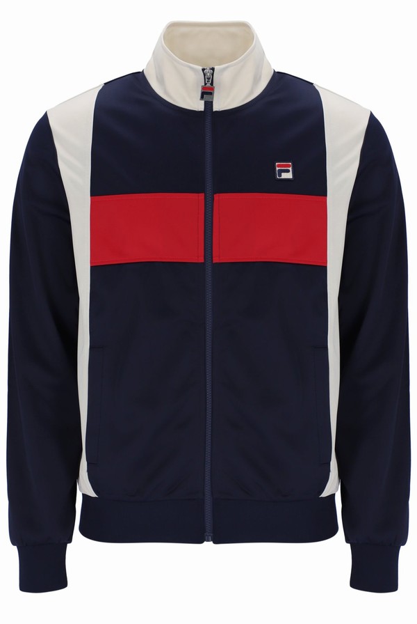 Navy / Red Fila Andre Colour Blocked Men Track Top | 8379UMOGT