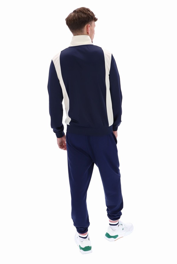 Navy / Red Fila Andre Colour Blocked Men Tracksuits | 3186FCYNW