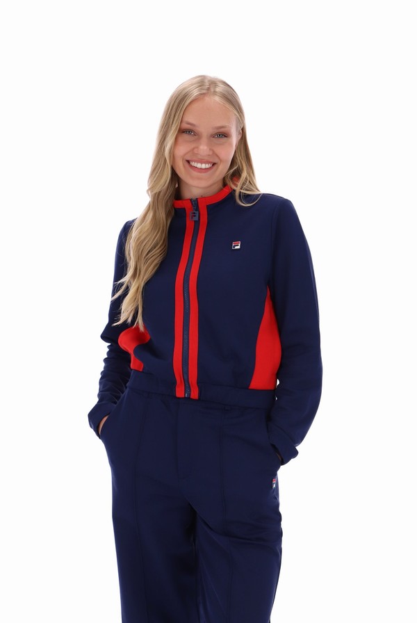 Navy / Red Fila Grason Colour Block Women Co-ords | 3980CMODK