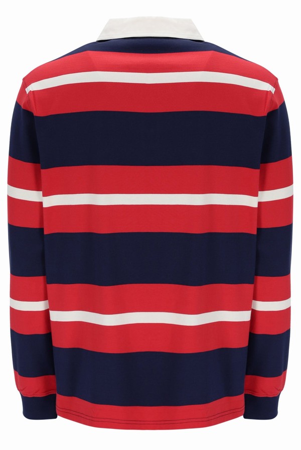 Navy / Red Fila Matteo Striped Rugby Men T-shirts | 1574CADTP