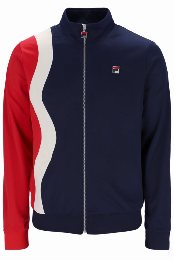 Navy / Red Fila Max Zipped Men Track Top | 3542WKJRP