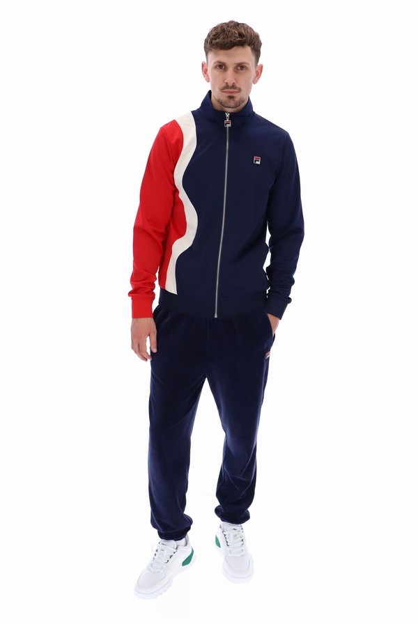 Navy / Red Fila Max Zipped Men Track Top | 3542WKJRP