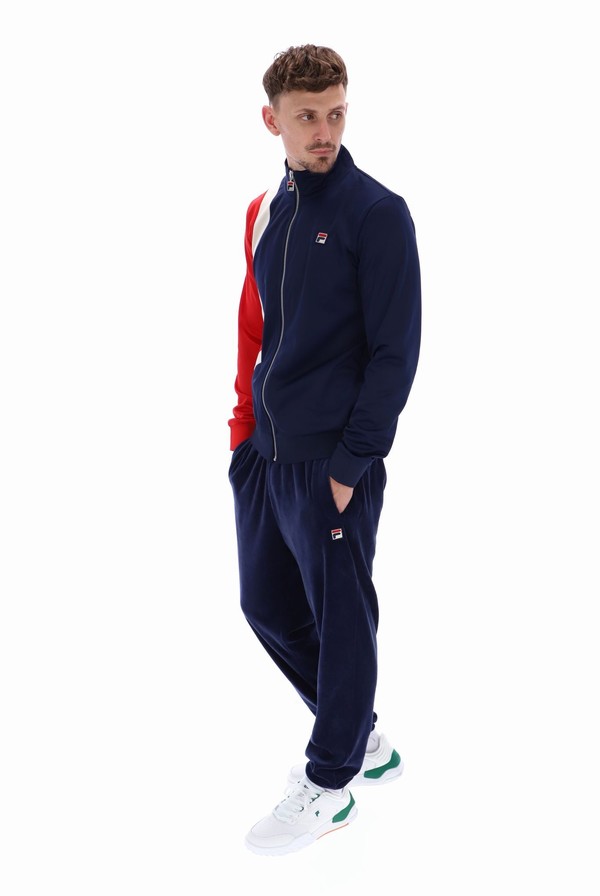 Navy / Red Fila Max Zipped Men Track Top | 3542WKJRP