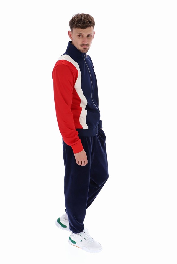 Navy / Red Fila Max Zipped Men Track Top | 3542WKJRP