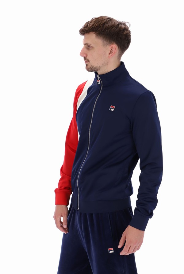 Navy / Red Fila Max Zipped Men Track Top | 3542WKJRP