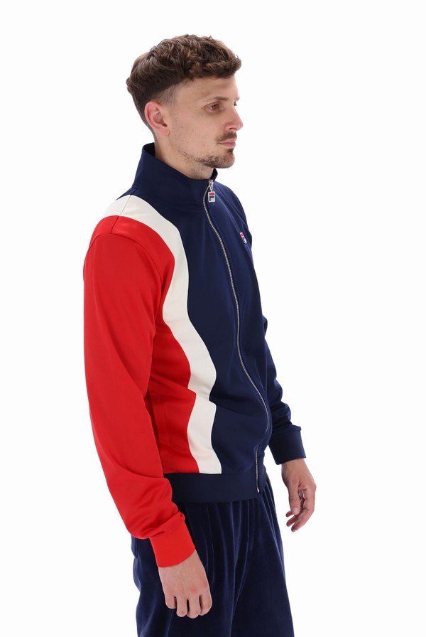 Navy / Red Fila Max Zipped Men Track Top | 3542WKJRP