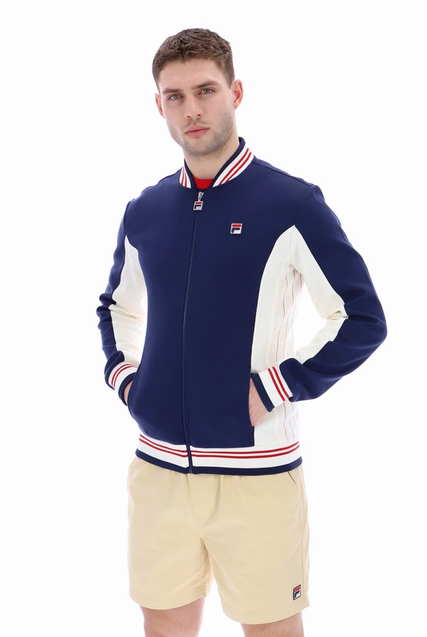 Navy / Red Fila Settanta Baseball Men Jackets | 8473OYSVM