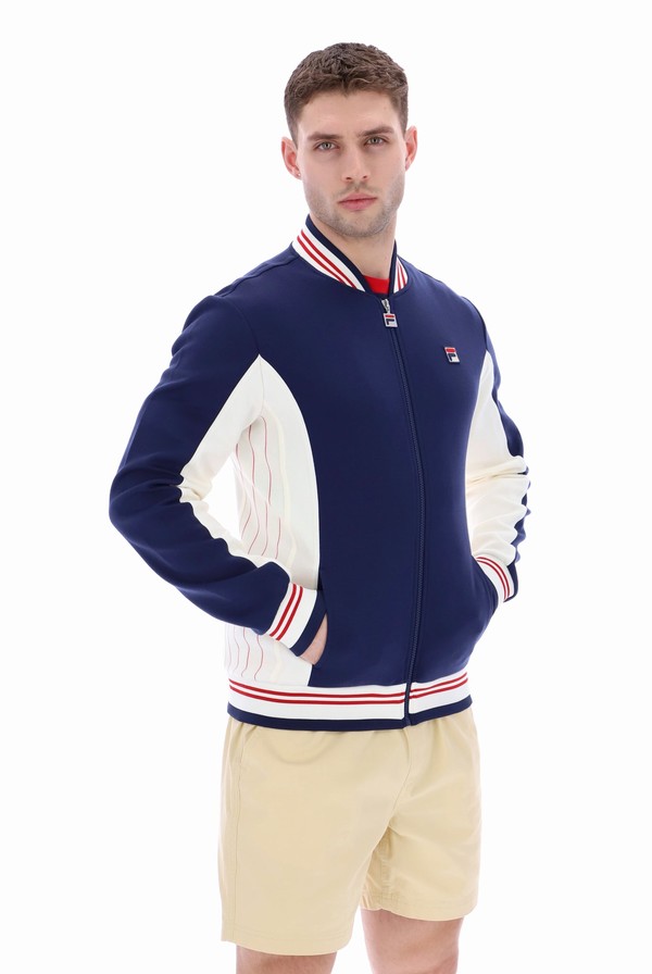 Navy / Red Fila Settanta Baseball Men Jackets | 8473OYSVM