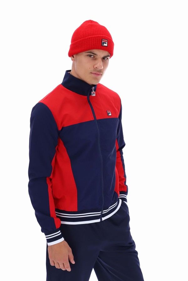 Navy / Red / White Fila Alfonso Zipped Men Track Top | 7230OQPRG