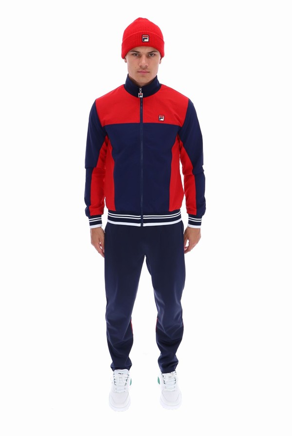 Navy / Red / White Fila Alfonso Zipped Men Track Top | 7230OQPRG