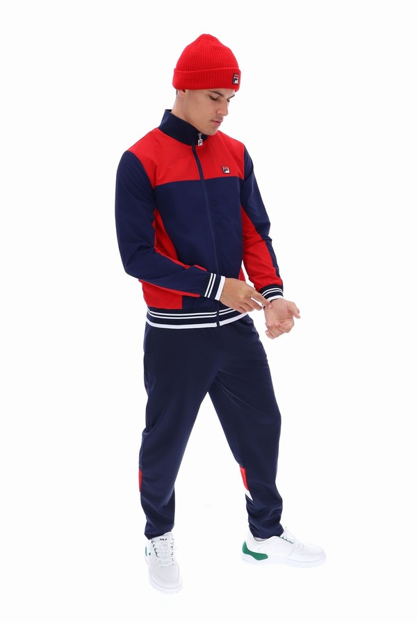 Navy / Red / White Fila Alfonso Zipped Men Track Top | 7230OQPRG