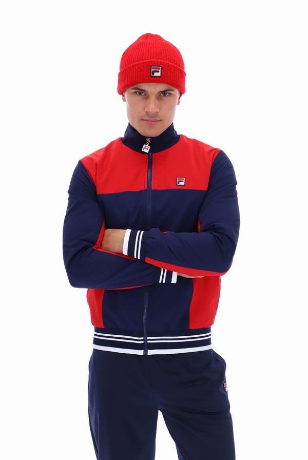 Navy / Red / White Fila Alfonso Zipped Men Track Top | 7230OQPRG