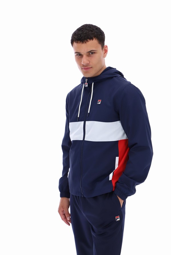 Navy / Red / White Fila Bianco Waterproof Anorak Men Jackets | 4096CTHEI