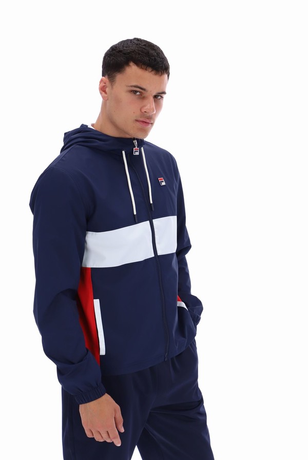 Navy / Red / White Fila Bianco Waterproof Anorak Men Jackets | 4096CTHEI