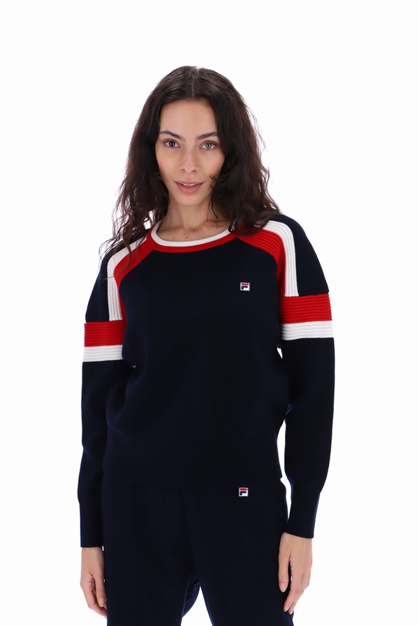 Navy / Red / White Fila Frankie Knit Crew Women Co-ords | 2059JTSON