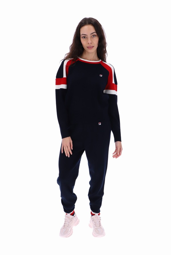 Navy / Red / White Fila Frankie Knit Crew Women Co-ords | 2059JTSON