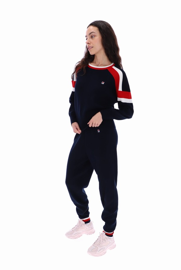 Navy / Red / White Fila Frankie Knit Crew Women Co-ords | 2059JTSON