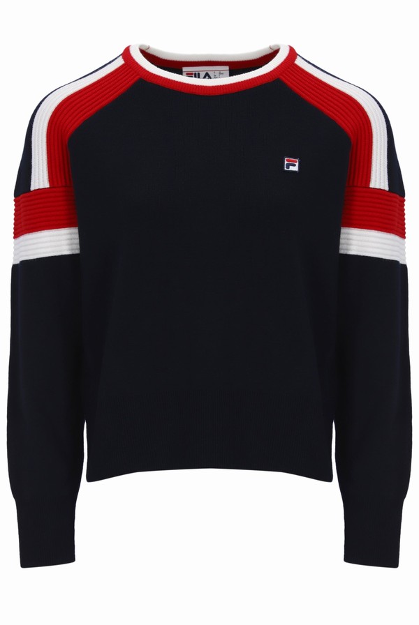 Navy / Red / White Fila Frankie Knit Crew Women Co-ords | 2059JTSON