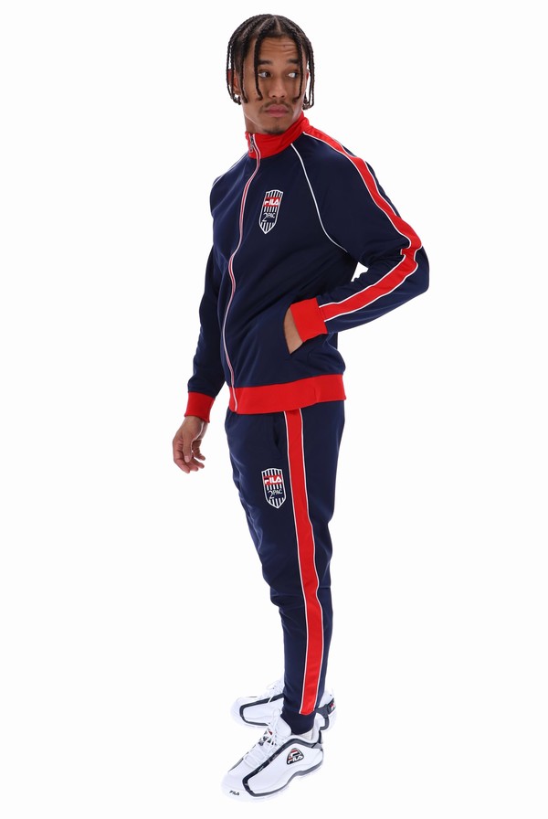 Navy / Red / White Fila Tupac Men Tracksuits | 1632IDEWG