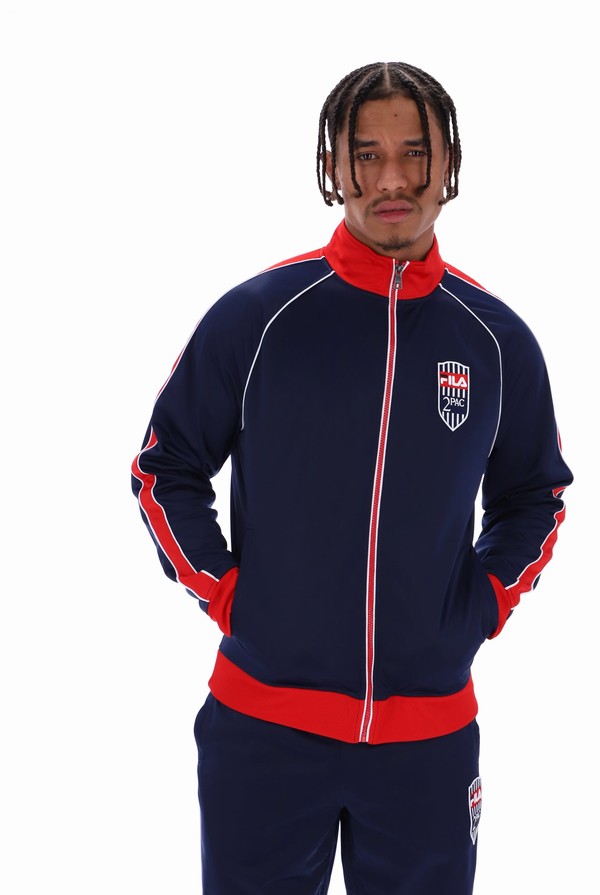 Navy / Red / White Fila Tupac Men Tracksuits | 1632IDEWG