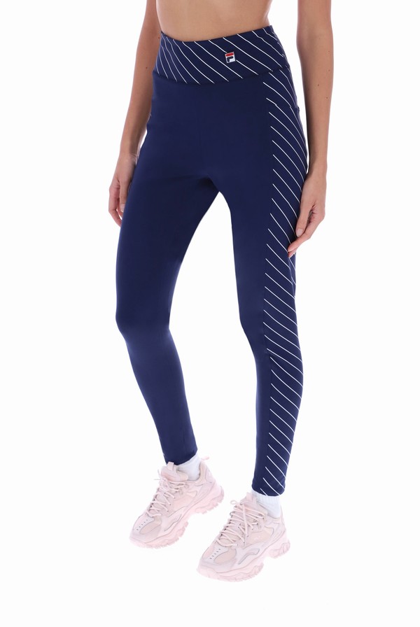 Navy / White Fila Claire Women Leggings | 5183TFRUB