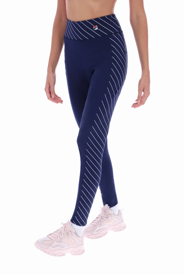 Navy / White Fila Claire Women Leggings | 5183TFRUB