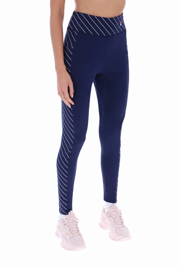 Navy / White Fila Claire Women Leggings | 5183TFRUB