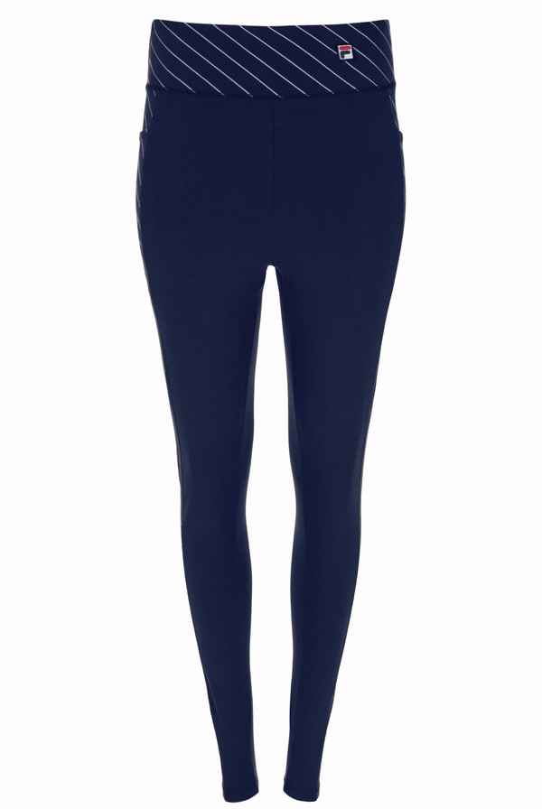 Navy / White Fila Claire Women Leggings | 5183TFRUB