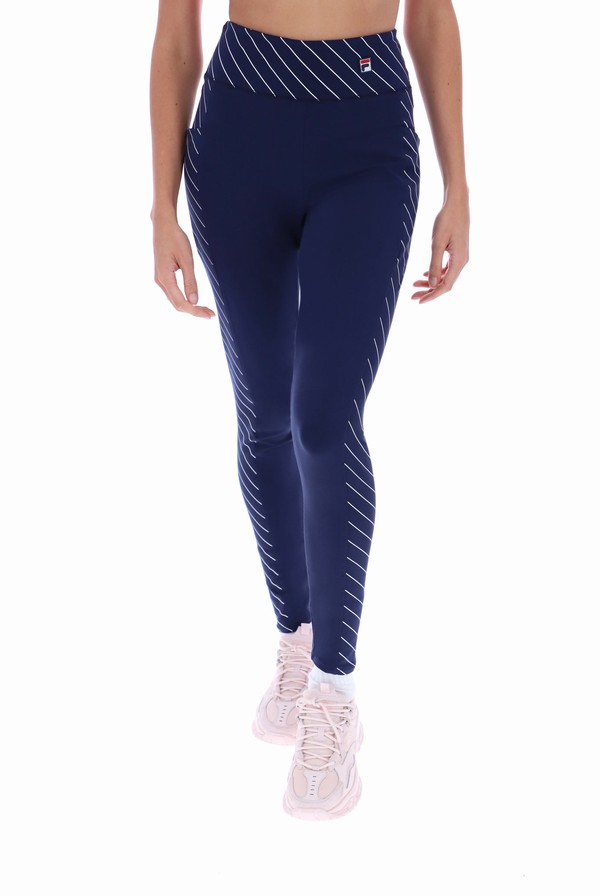 Navy / White Fila Claire Women Leggings | 5183TFRUB