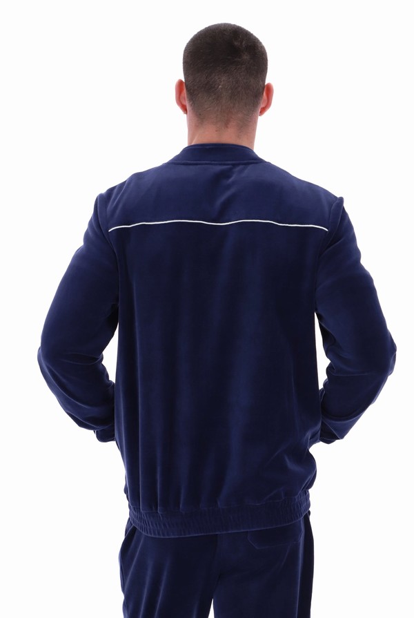 Navy / White Fila Fonzo Velour Men Track Top | 3894YGPQO