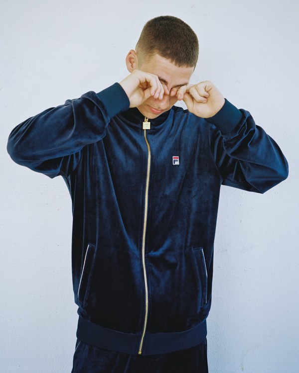 Navy / White Fila Irving Velour Men Tracksuits | 6839VCYBR