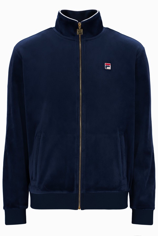 Navy / White Fila Irving Velour Men Tracksuits | 6839VCYBR