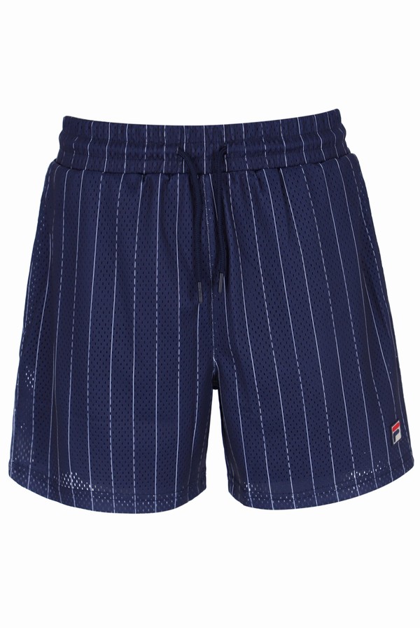 Navy / White Fila Jair Pin Stripe Mesh Men Shorts | 9045ARPUH