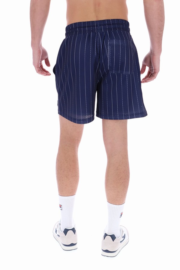 Navy / White Fila Jair Pin Stripe Mesh Men Shorts | 9045ARPUH